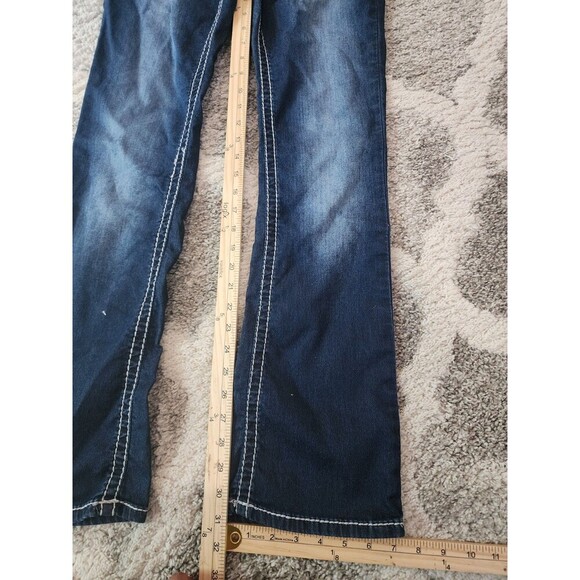 Maurices Jeans Womens Medium Blue Dark Wash Embroidered Stretch - Picture 4 of 7